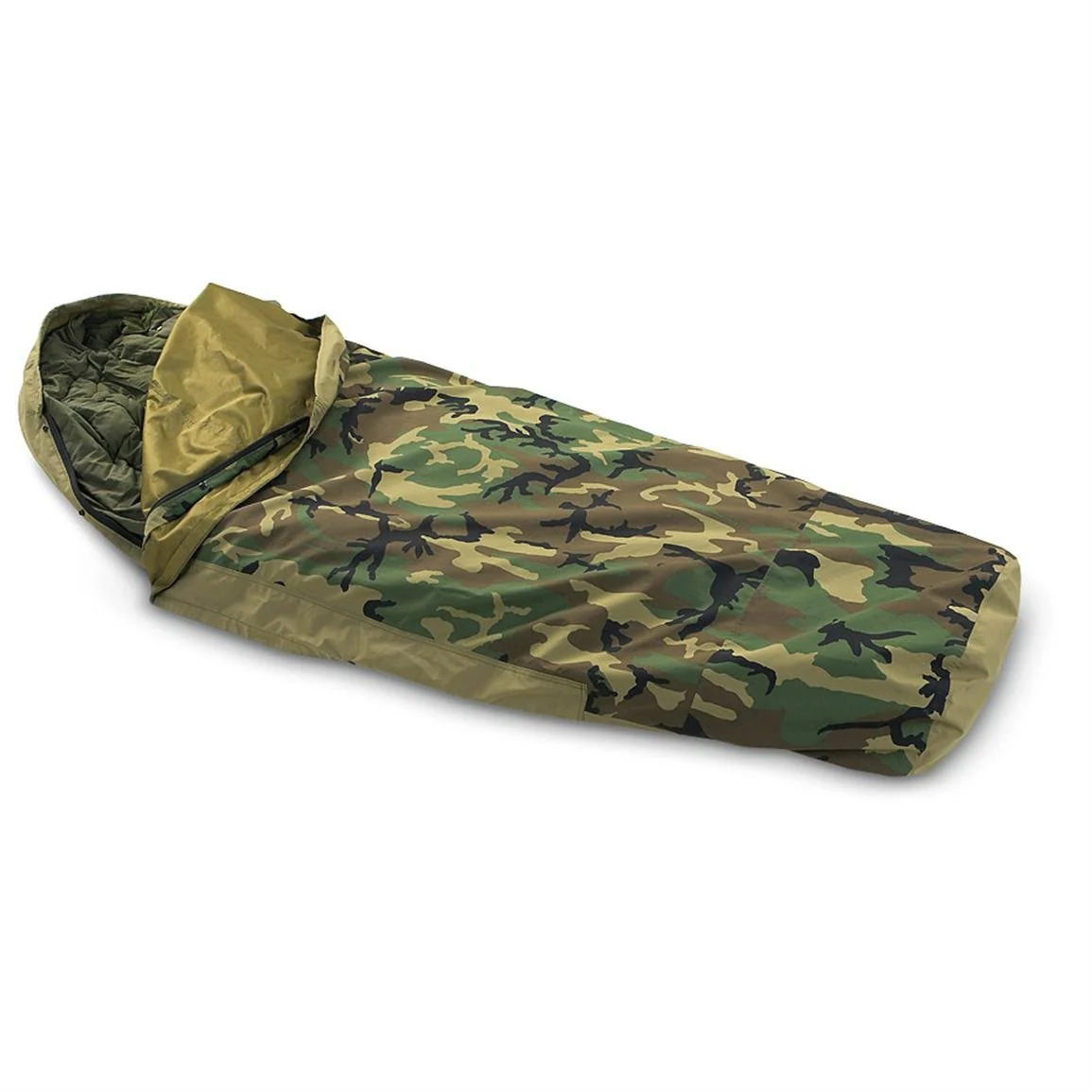 GI 4-Piece Modular Sleep System (MSS)— Woodland Camo, Used - Good Condition - Image 4