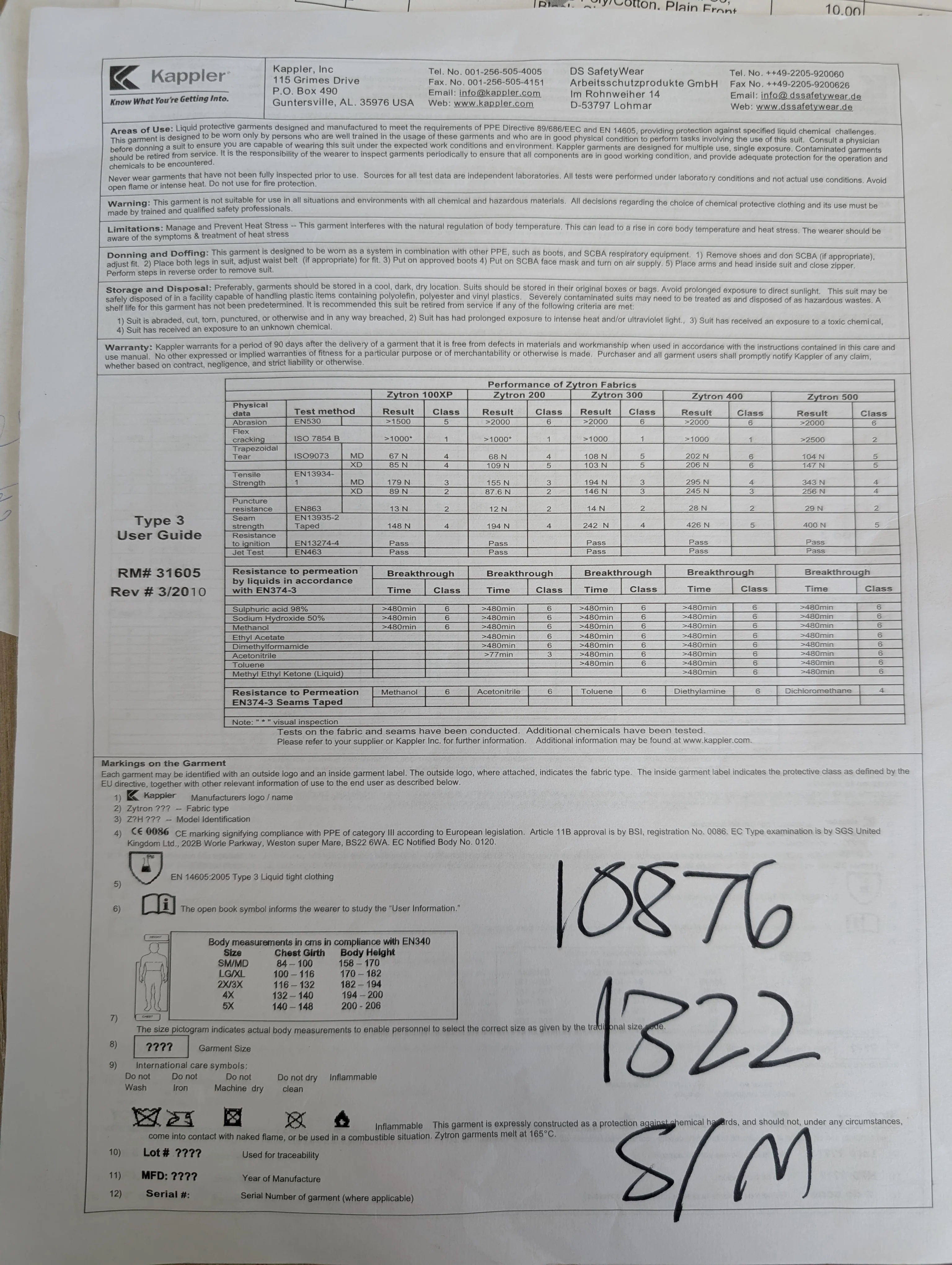 Zytron® 300 Chemical Protection Coverall- Z3H426 - Image 8