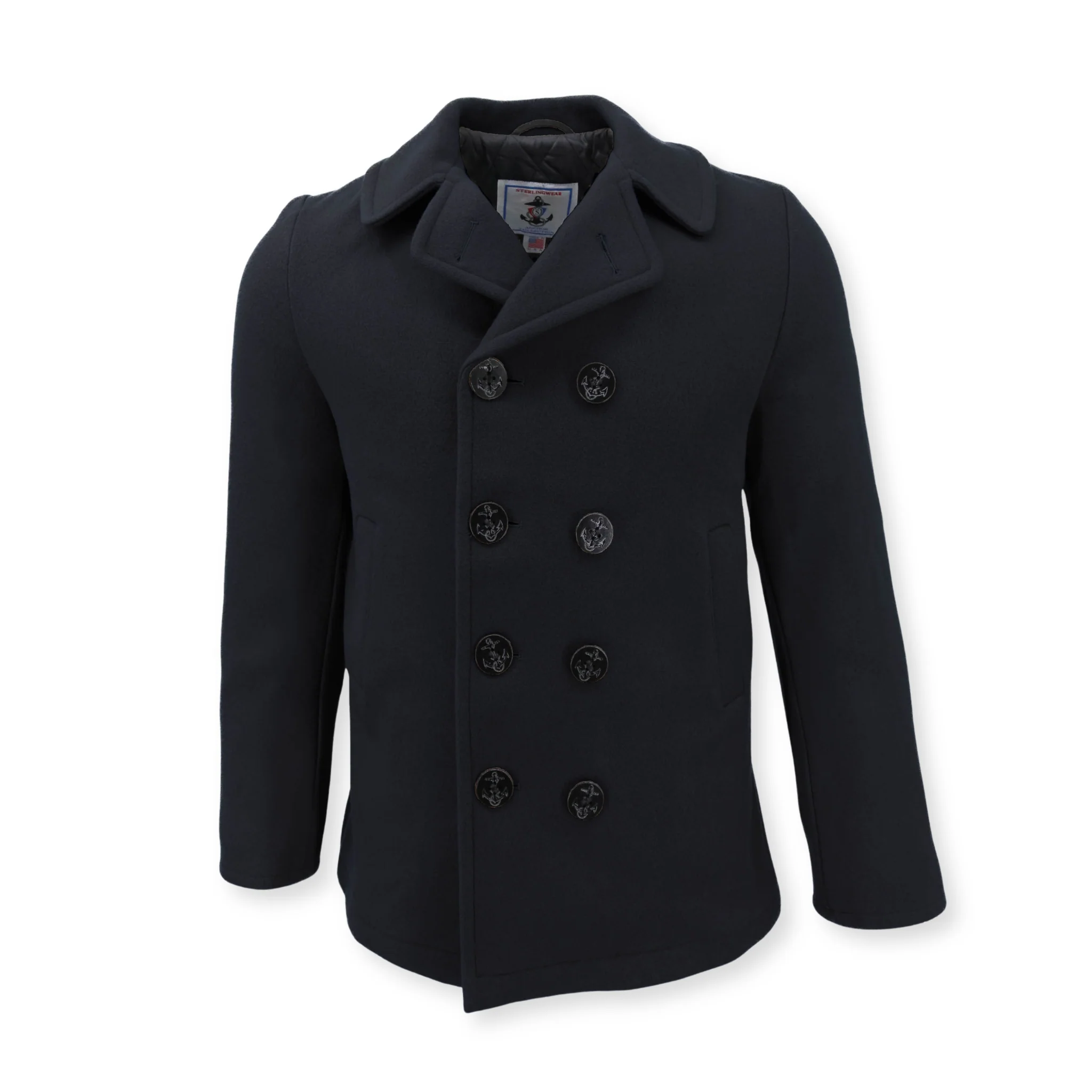 Men's Classic Wool Blend Peacoat - Black