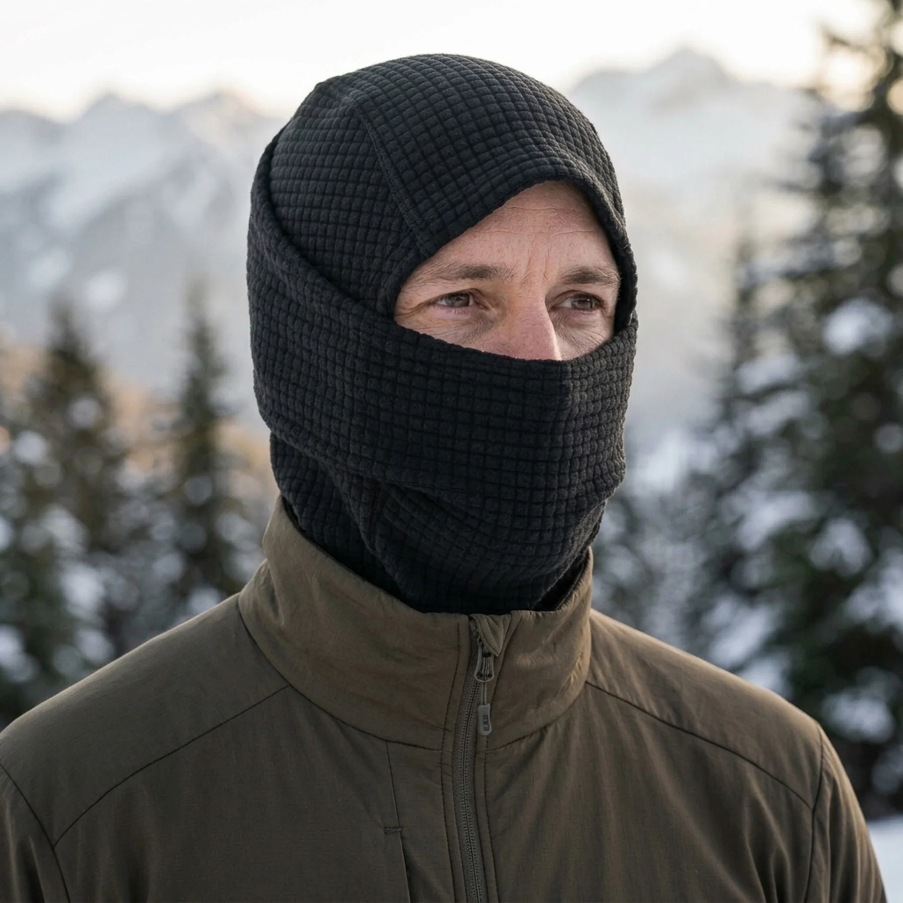 Grid Fleece Balaclava Hood - Image 8