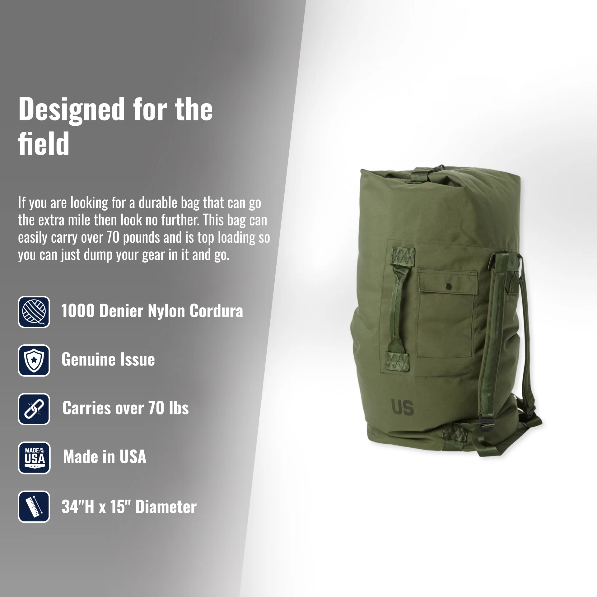 Top Loading Duffle Bag - OD - Image 4