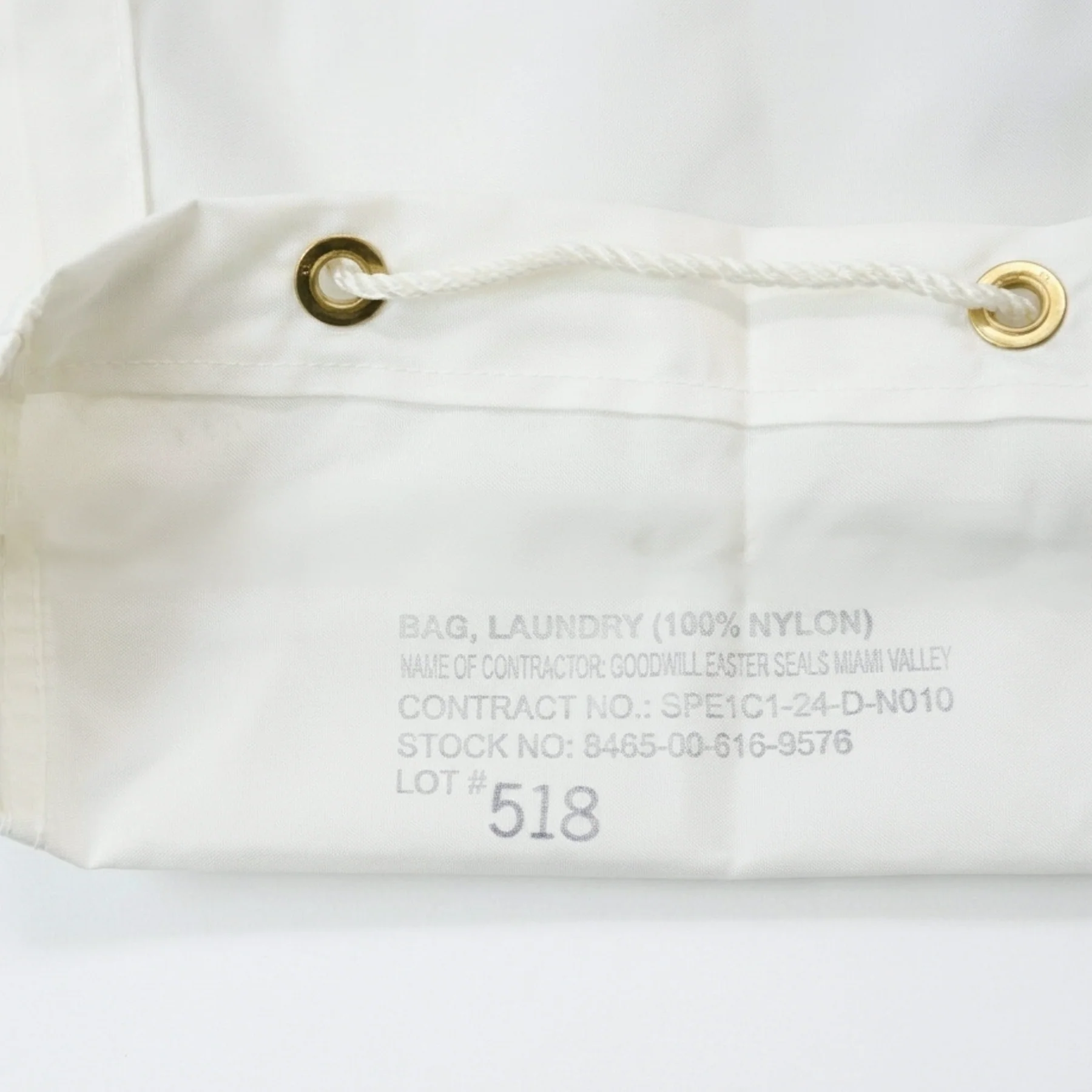 U.S. G.I. Nylon Laundry Bag – White, USA Made - Image 3